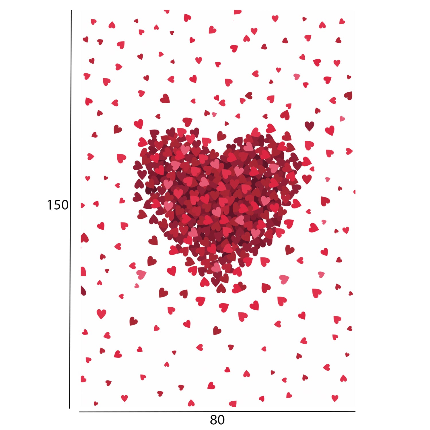 SERIES KIDDER HM7678.08 80Χ150cm,white with red hearts carpet, with fringes
