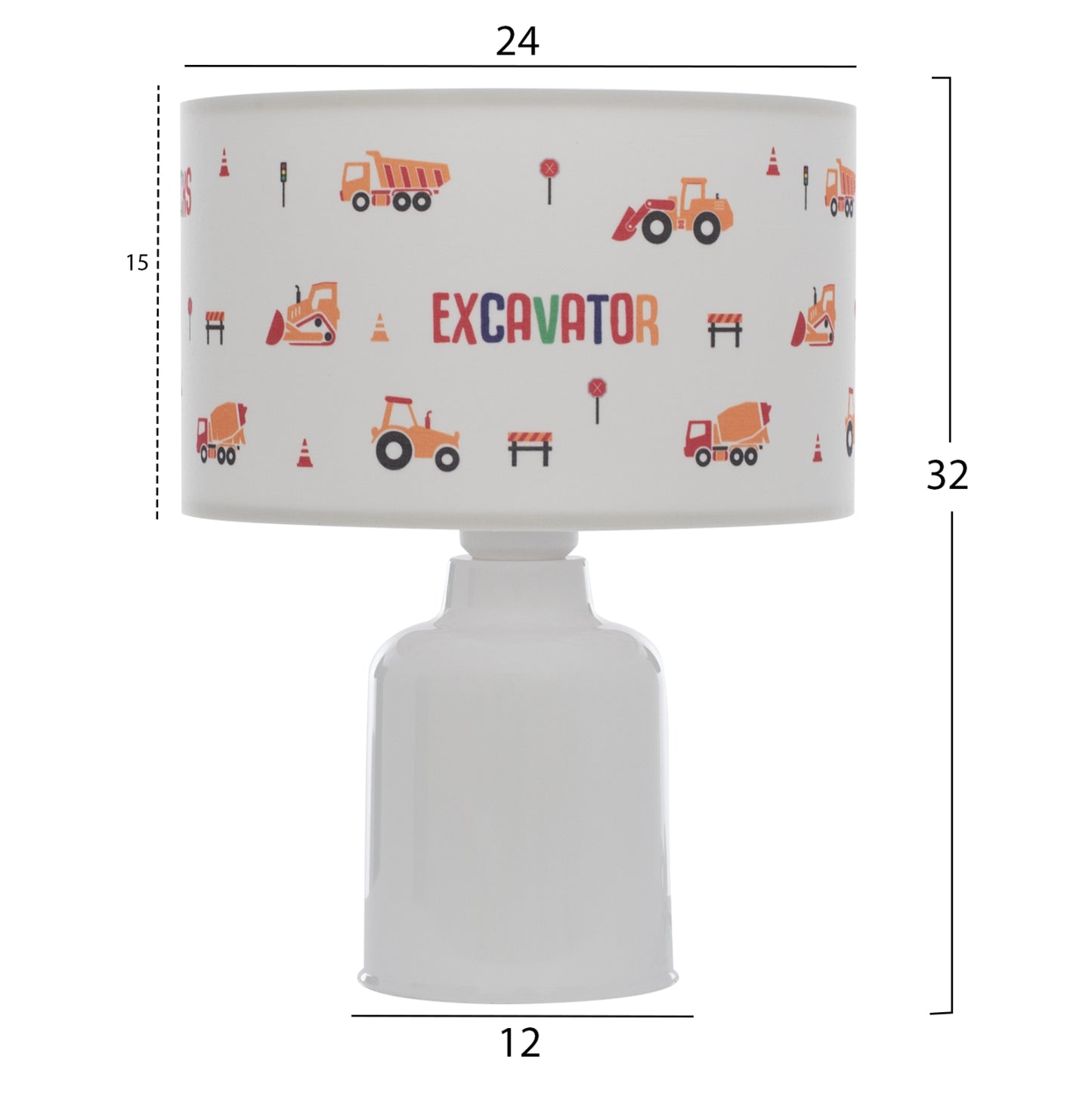 TABLE LAMP BALOO HM7577.04 KID'S ROOM FABRIC CYLINDRICAL "CAP" Φ24x32H
