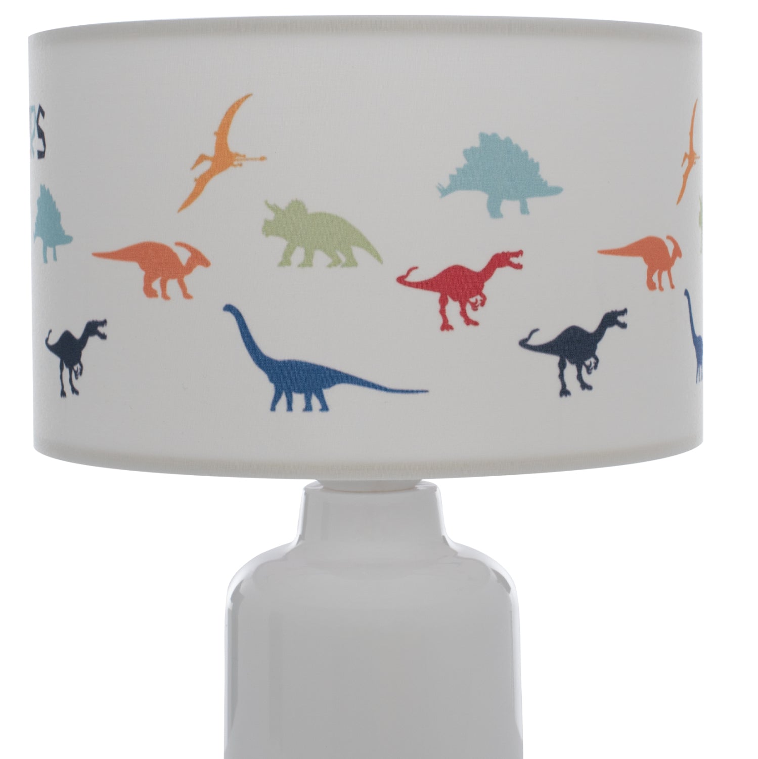 KID'S TABLE LAMP BALOO HM7577.05 FABRIC WITH DINOSAUR FIGURES ON THE CAP Φ24x32Hcm.