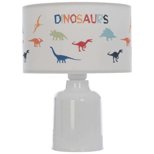 KID'S TABLE LAMP BALOO HM7577.05 FABRIC WITH DINOSAUR FIGURES ON THE CAP Φ24x32Hcm.