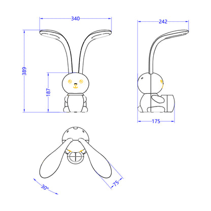 KIDS DESK LAMP LED BADOO HM4456.01 BUNNY FIGURE WITH PENHOLDER YELLOW ABS
