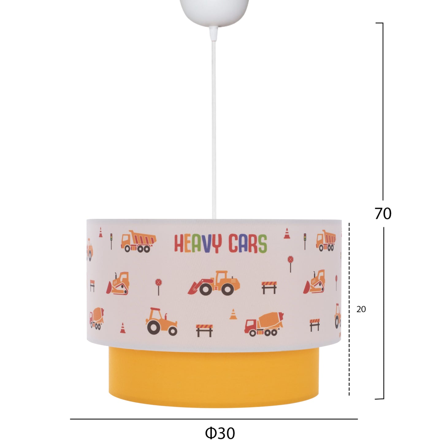 PENDANT CEILING LAMP BALOO HM7572.04 KIDS’ ROOM DOUBLE WHITE-YELLOW WHITE DRUM SHADE