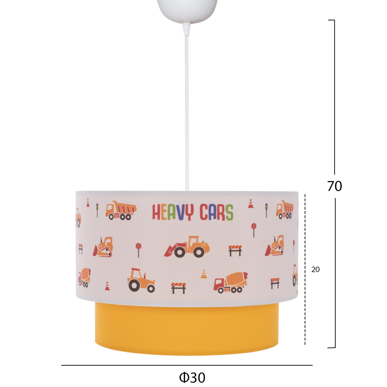 PENDANT CEILING LAMP BALOO HM7572.04 KIDS’ ROOM DOUBLE WHITE-YELLOW WHITE DRUM SHADE