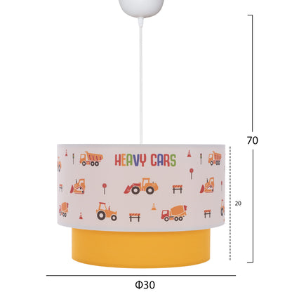 PENDANT CEILING LAMP BALOO HM7572.04 KIDS’ ROOM DOUBLE WHITE-YELLOW WHITE DRUM SHADE