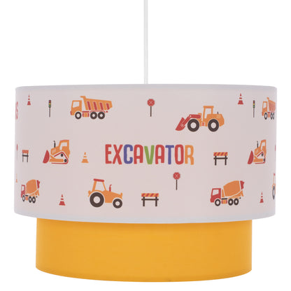 PENDANT CEILING LAMP BALOO HM7572.04 KIDS’ ROOM DOUBLE WHITE-YELLOW WHITE DRUM SHADE