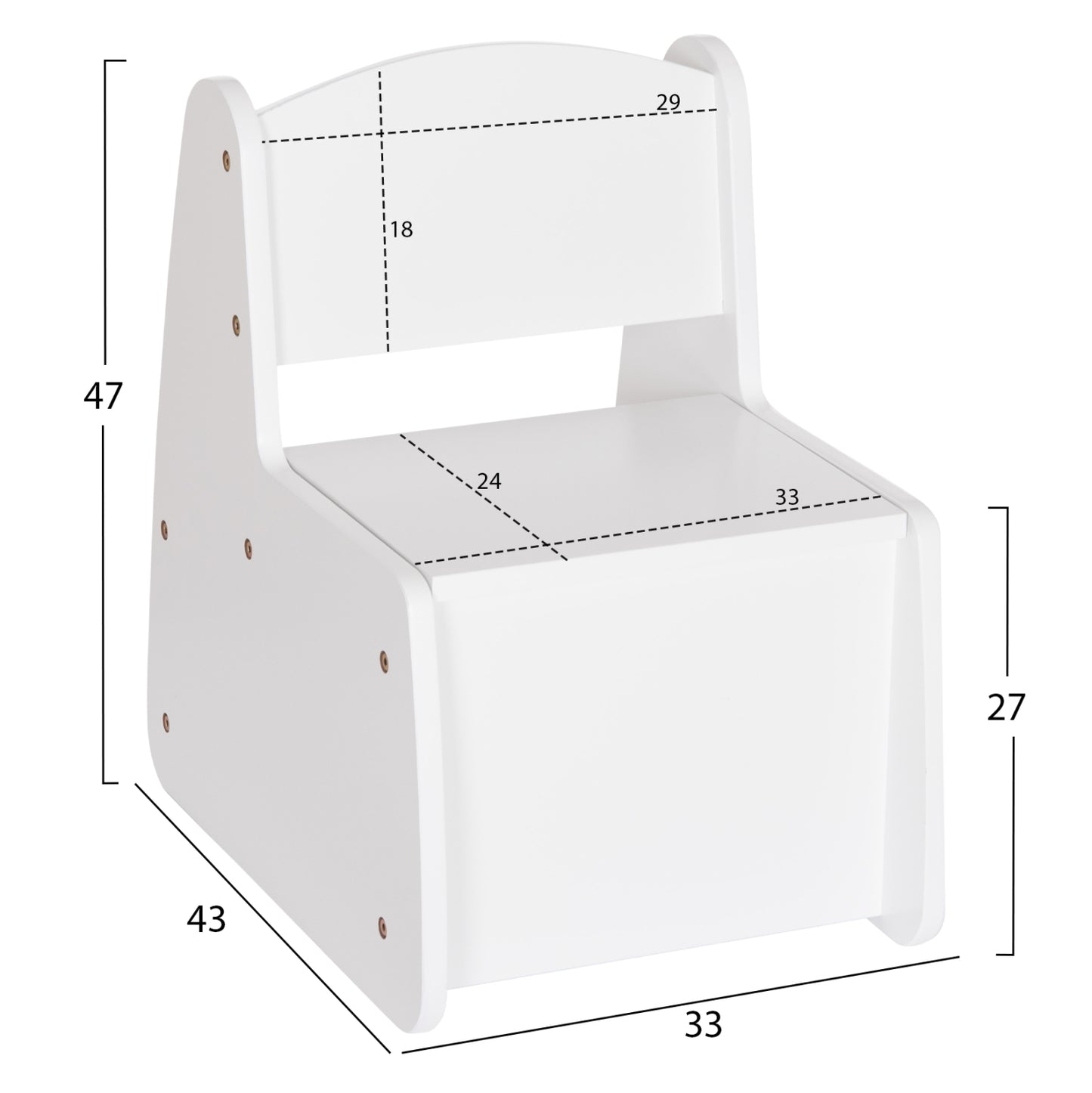 KID'S CHAIR WITH STORAGE SPACE RICKI HM18343.03 PLYWOOD/MDF IN WHITE 33x43x47Hcm