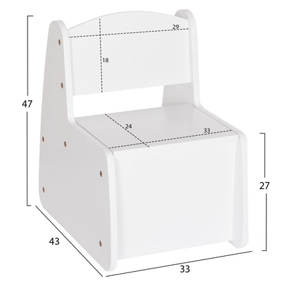 KID'S CHAIR WITH STORAGE SPACE RICKI HM18343.03 PLYWOOD/MDF IN WHITE 33x43x47Hcm
