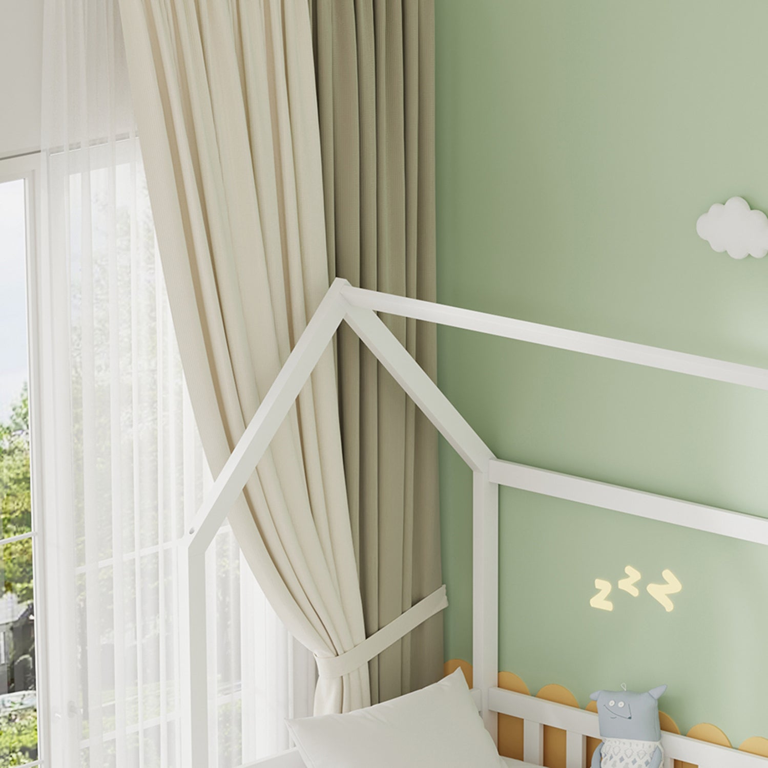 KID'S BED WITH RETRACTABLE SECOND BED & DRAWERS PHYLLIS HM723.03 PINE WOOD IN WHITE 206x97x166Hcm.