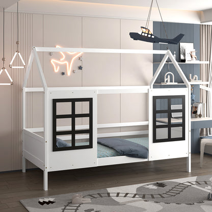KID'S BED t.MONTESSORI DOMER HM742.01 PINE WOOD IN WHITE--MATTRESS 90x190cm.
