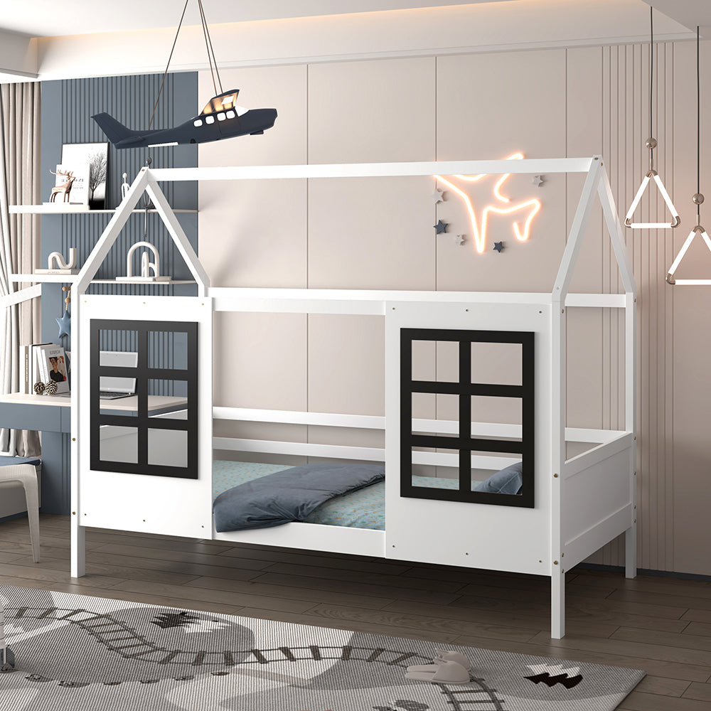 KID'S BED t.MONTESSORI DOMER HM742.01 PINE WOOD IN WHITE--MATTRESS 90x190cm.