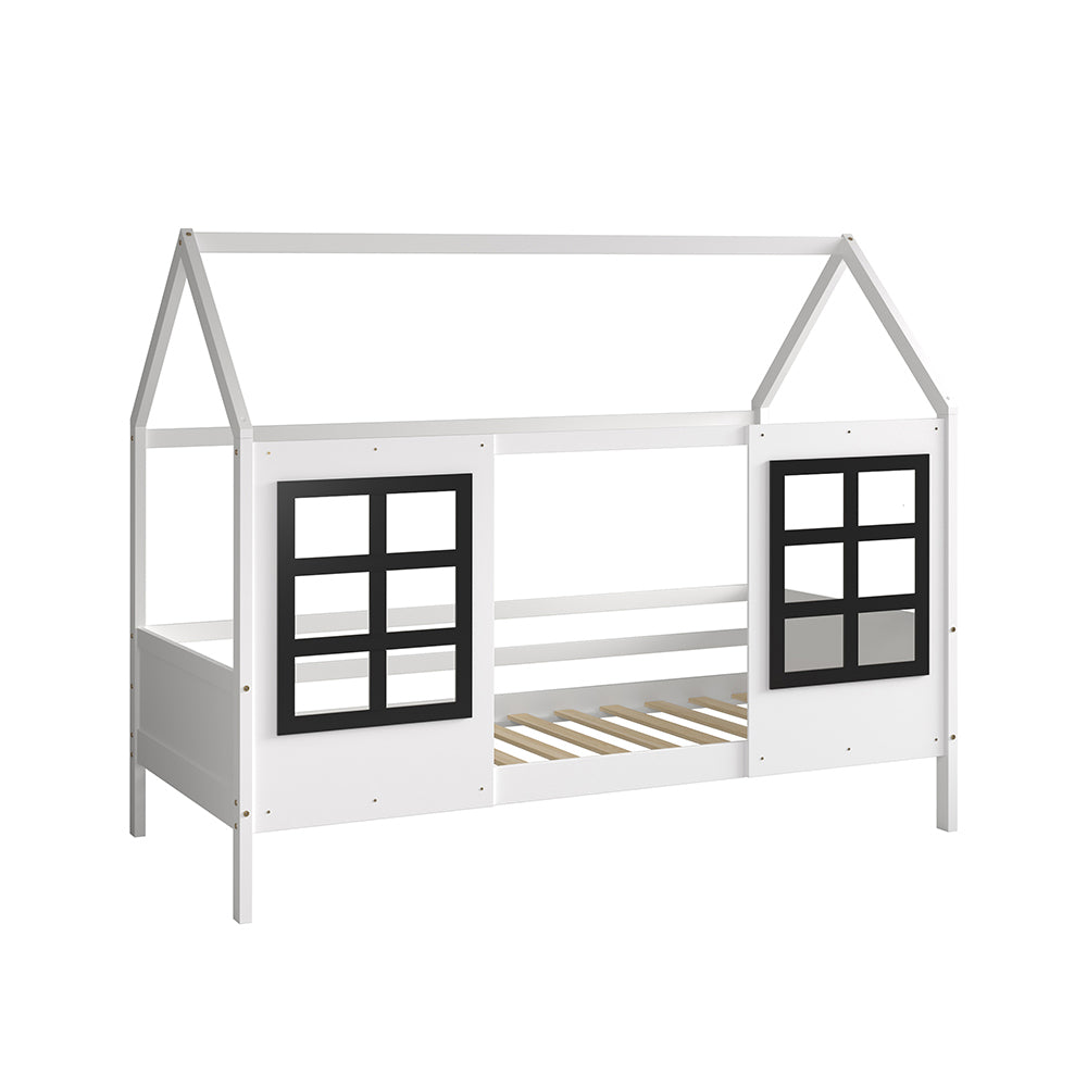 KID'S BED t.MONTESSORI DOMER HM742.01 PINE WOOD IN WHITE--MATTRESS 90x190cm.