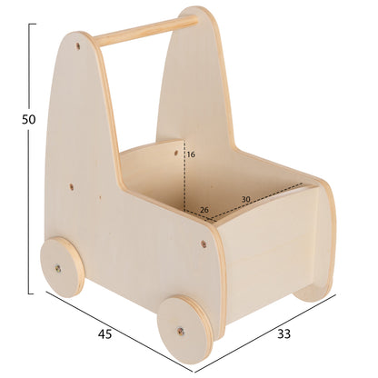 KIDS' STROLLER/CART RICKI HM18341.01 MDF & PLYWOOD IN NATURAL 33x45x50Hcm.