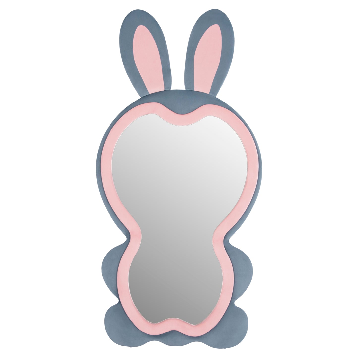 KIDS' FLOOR STANDING MIRROR BUNNY HM4489.02 MDF IN PINK & BLUE- BLACK STAND 80x162Hcm.