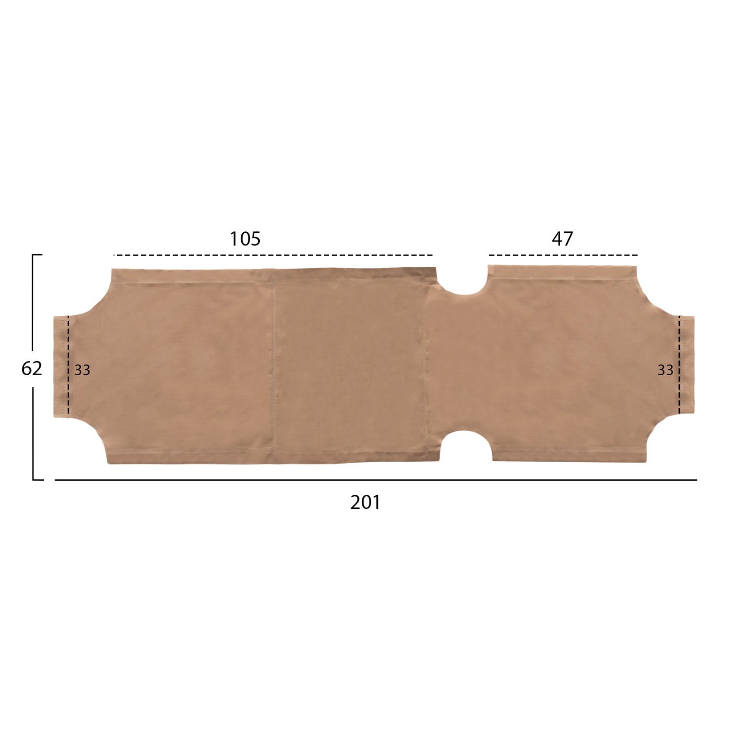 REPLACEMENT TEXTILENE 600gr/m2 2X1 COVER FOR SUNBEDS HM5072.70 BEIGE COLOR
