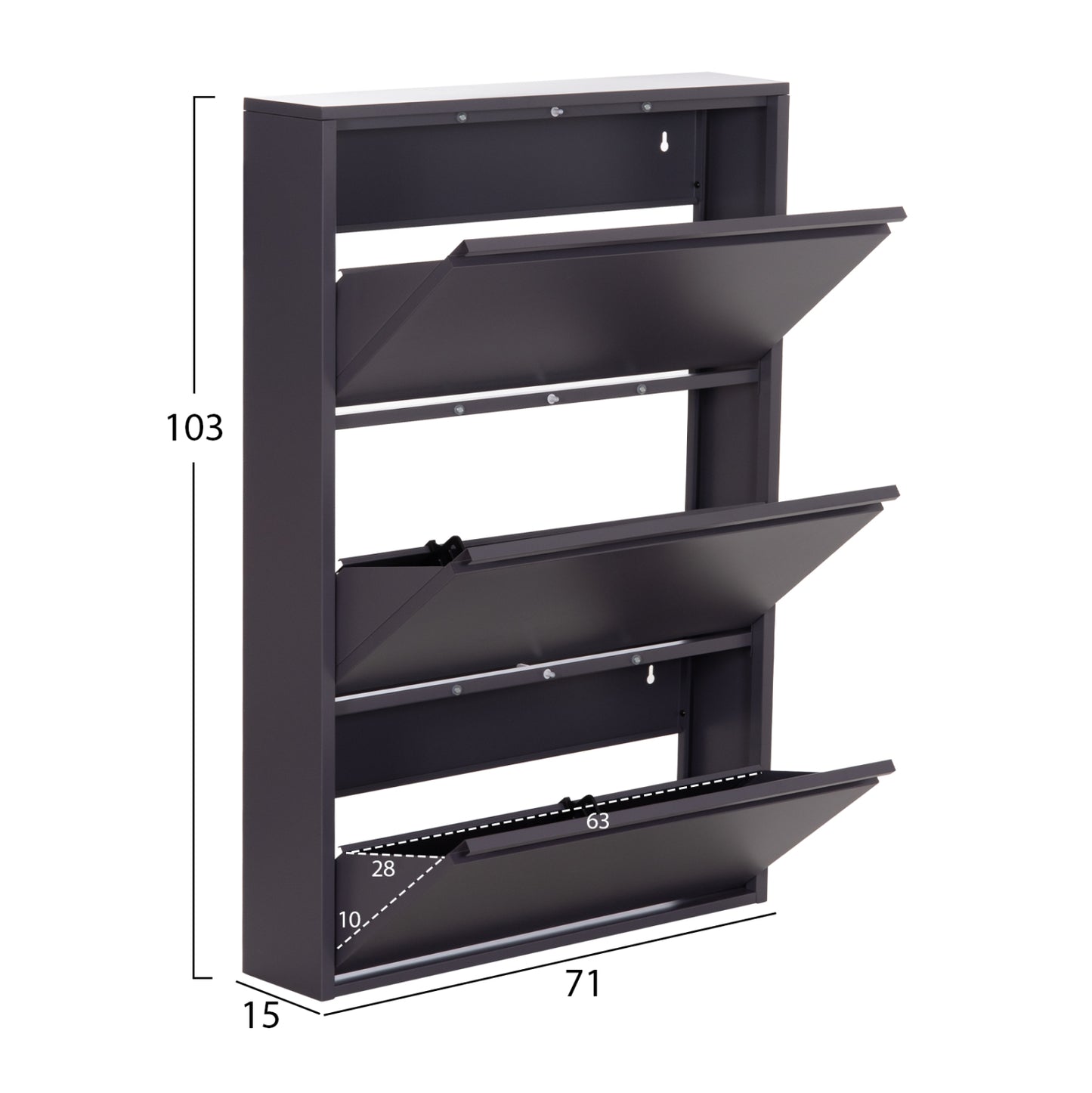 SHOE CABINET STARK HM6633.03 METAL IN ANTHRACITE--3 MAGNETIC DOORS 71x15x103Hcm.