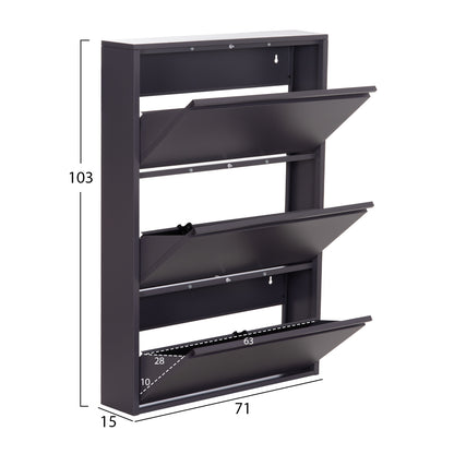 SHOE CABINET STARK HM6633.03 METAL IN ANTHRACITE--3 MAGNETIC DOORS 71x15x103Hcm.