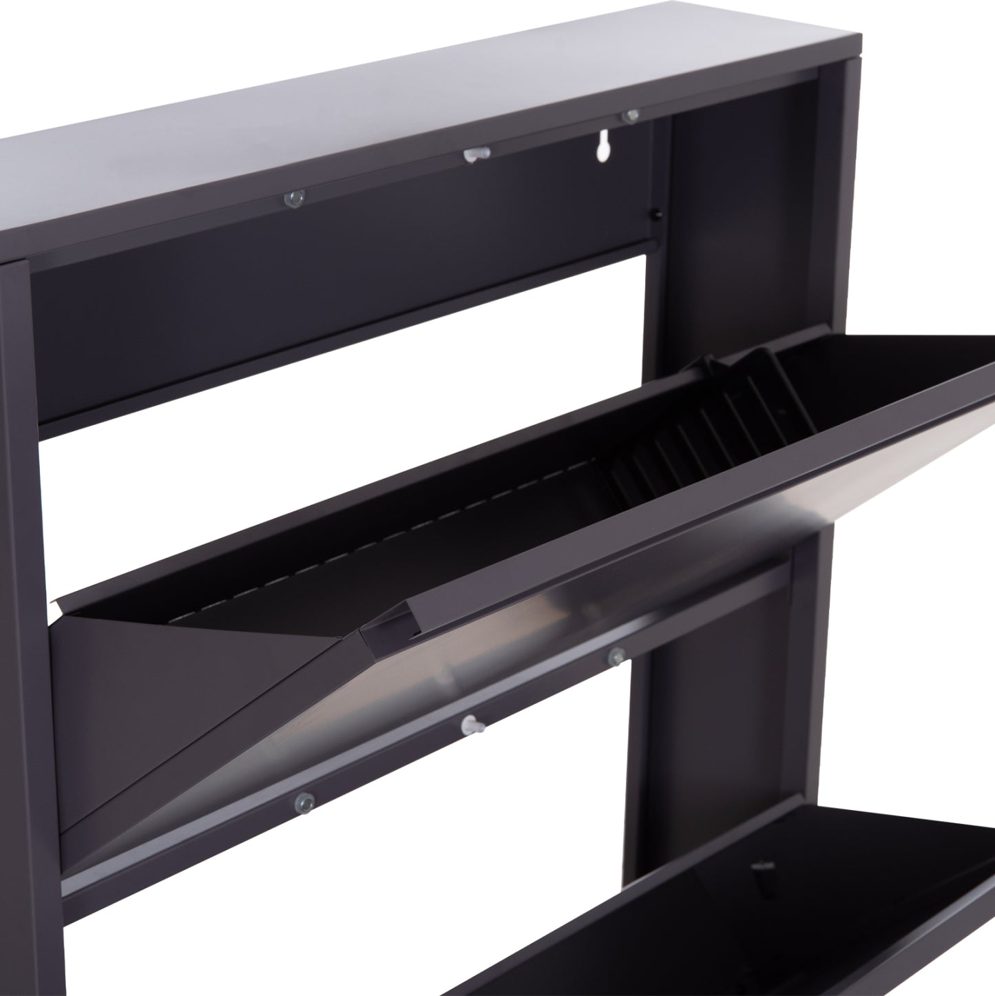 SHOE CABINET STARK HM6633.03 METAL IN ANTHRACITE--3 MAGNETIC DOORS 71x15x103Hcm.