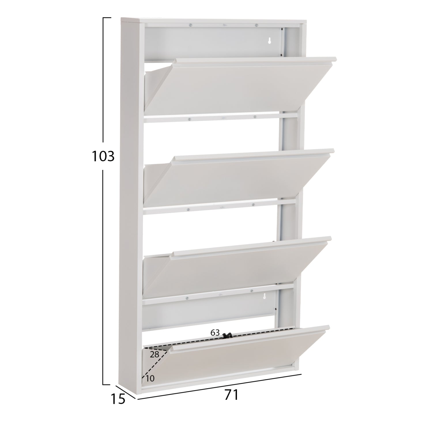 SHOE CABINET STARK HM6634.02 METAL IN WHITE--4 MAGNETIC DOORS 71x15x137Hcm.