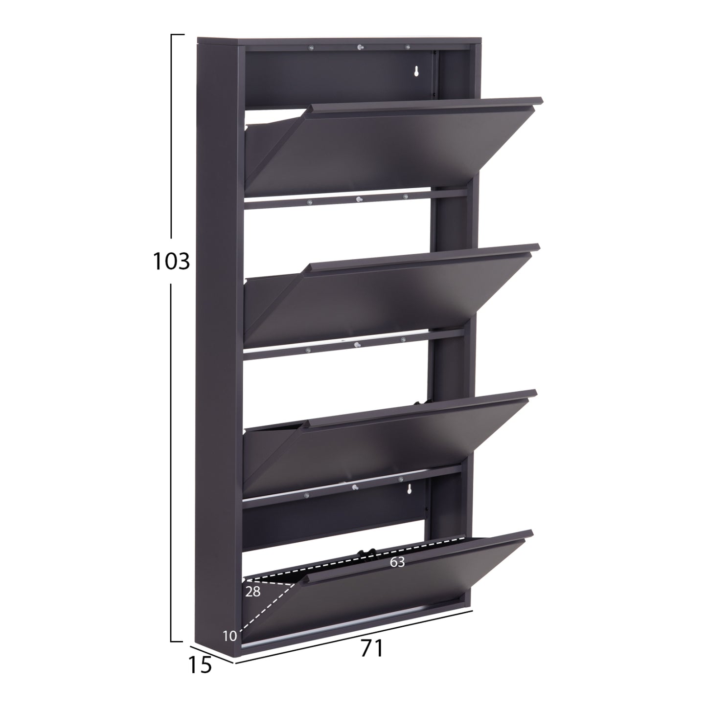 SHOE CABINET STARK HM6634.03 METAL IN ANTHRACITE--4 MAGNETIC DOORS 71x15x137Hcm.