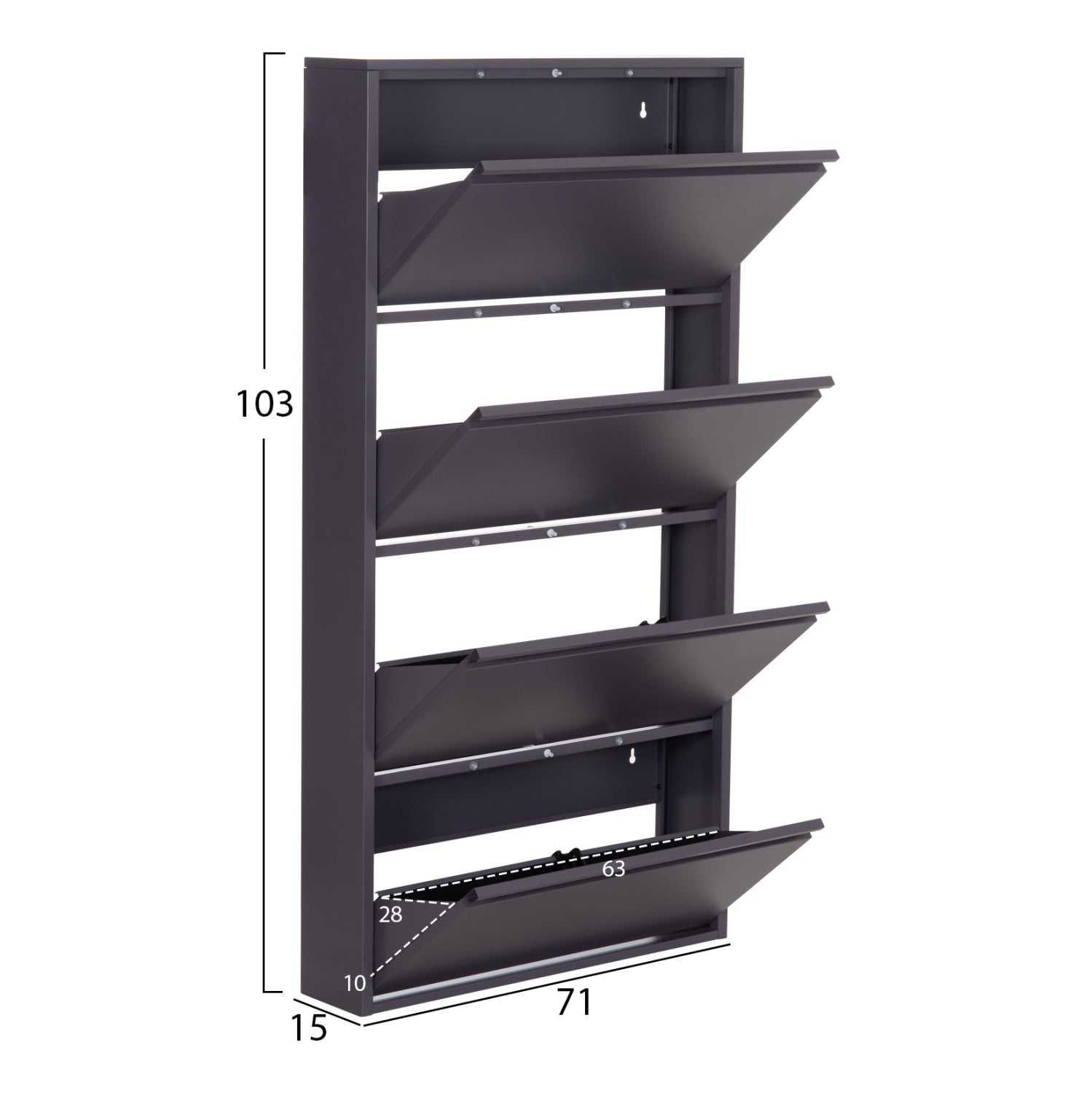 SHOE CABINET STARK HM6634.03 METAL IN ANTHRACITE--4 MAGNETIC DOORS 71x15x137Hcm.