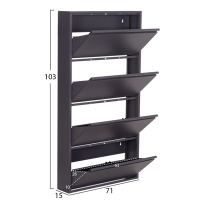 SHOE CABINET STARK HM6634.03 METAL IN ANTHRACITE--4 MAGNETIC DOORS 71x15x137Hcm.
