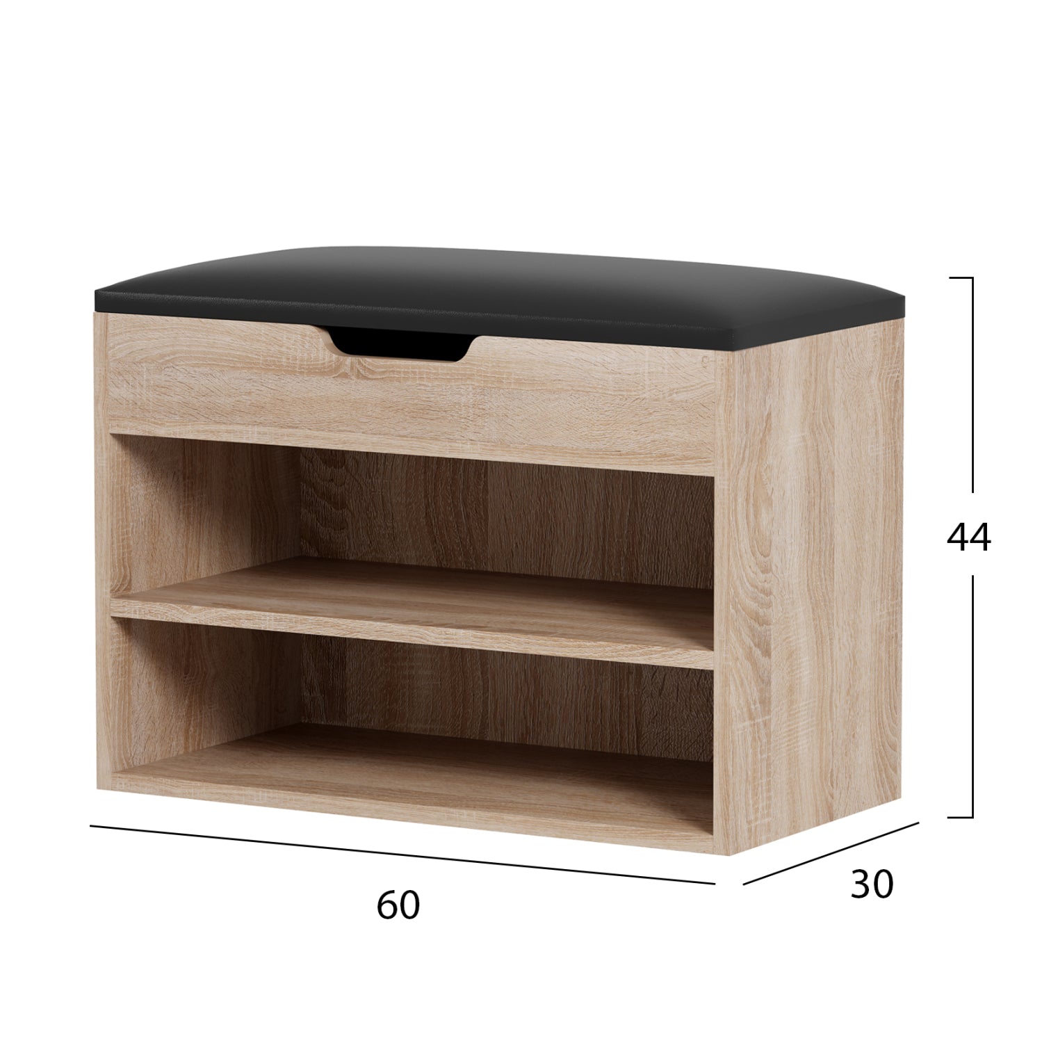 SHOE RACK WITH SEAT ROMIR HM2477.01 MELAMINE IN SONAMA-BROWN SEAT 60x30x44Hcm.