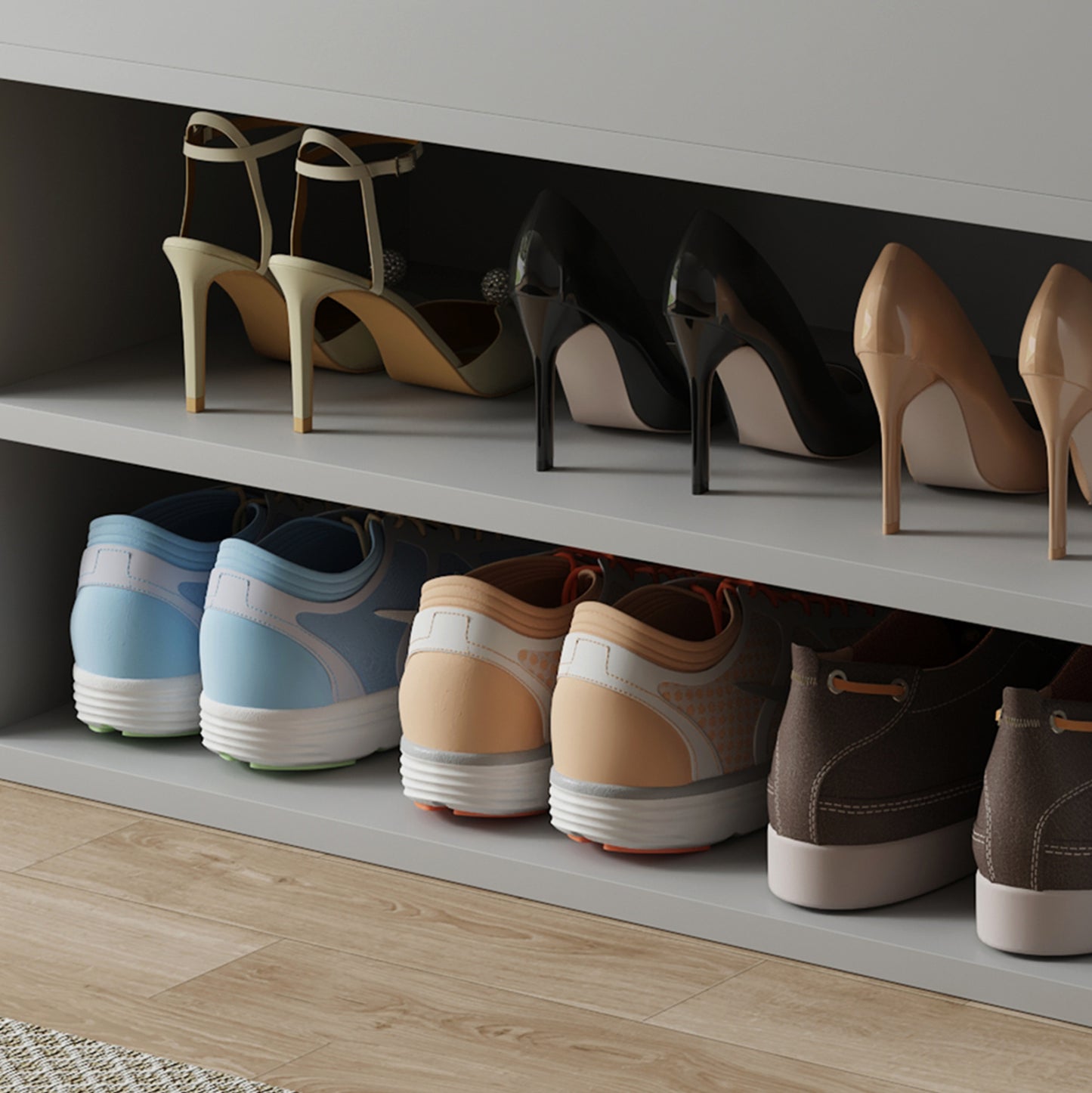 SHOE RACK WITH SEAT ROMIR HM2477.05 MELAMINE GREY-ANTHRACITE PU SEAT 60x30x44Hcm.