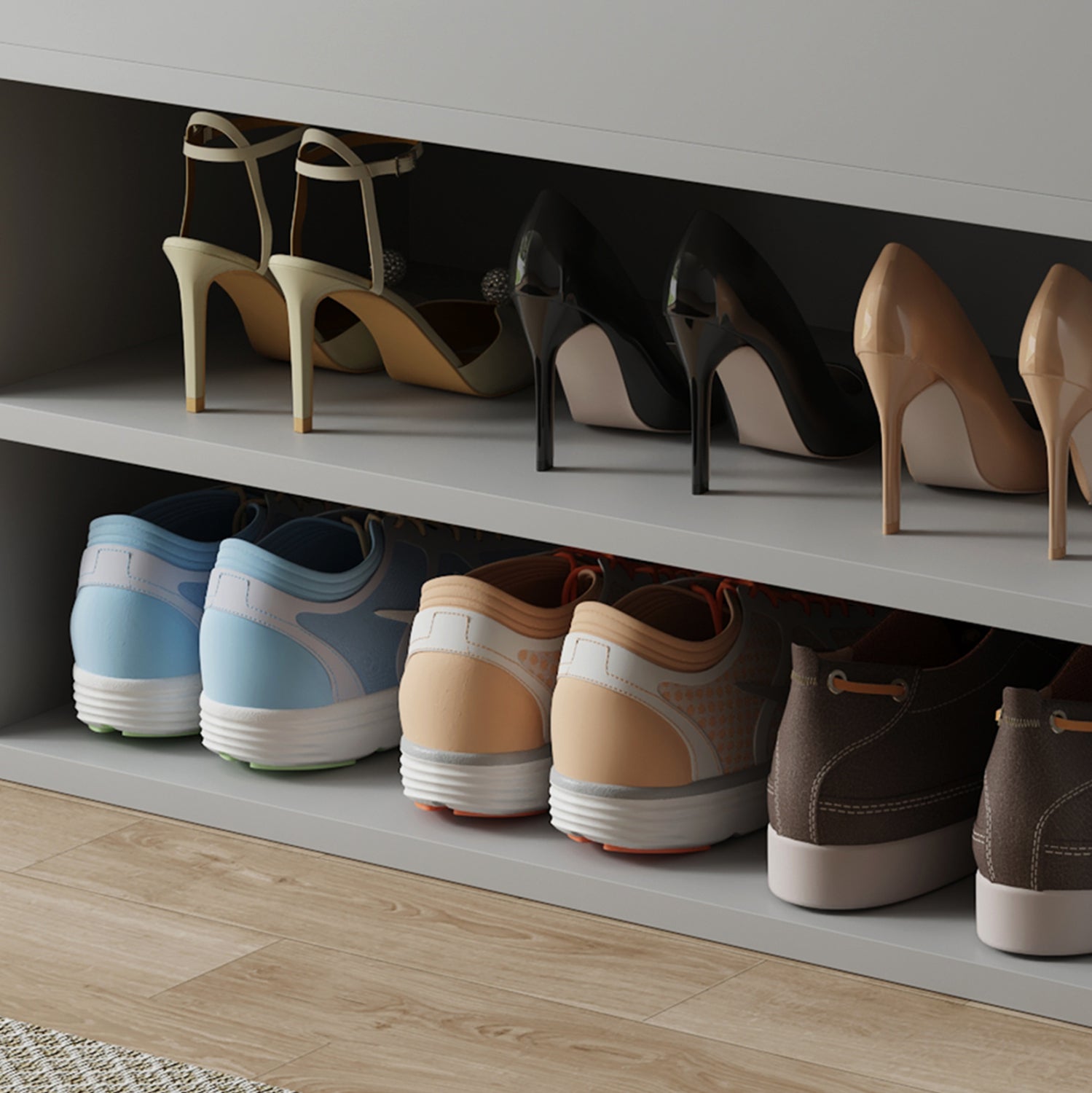 SHOE RACK WITH SEAT ROMIR HM2477.05 MELAMINE GREY-ANTHRACITE PU SEAT 60x30x44Hcm.