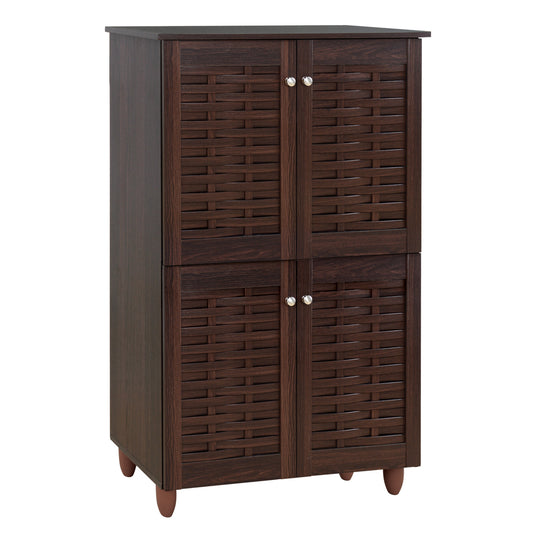 Shoe Cabinet Wooden 4 doors HM2210.01 Wenge 77x34x123