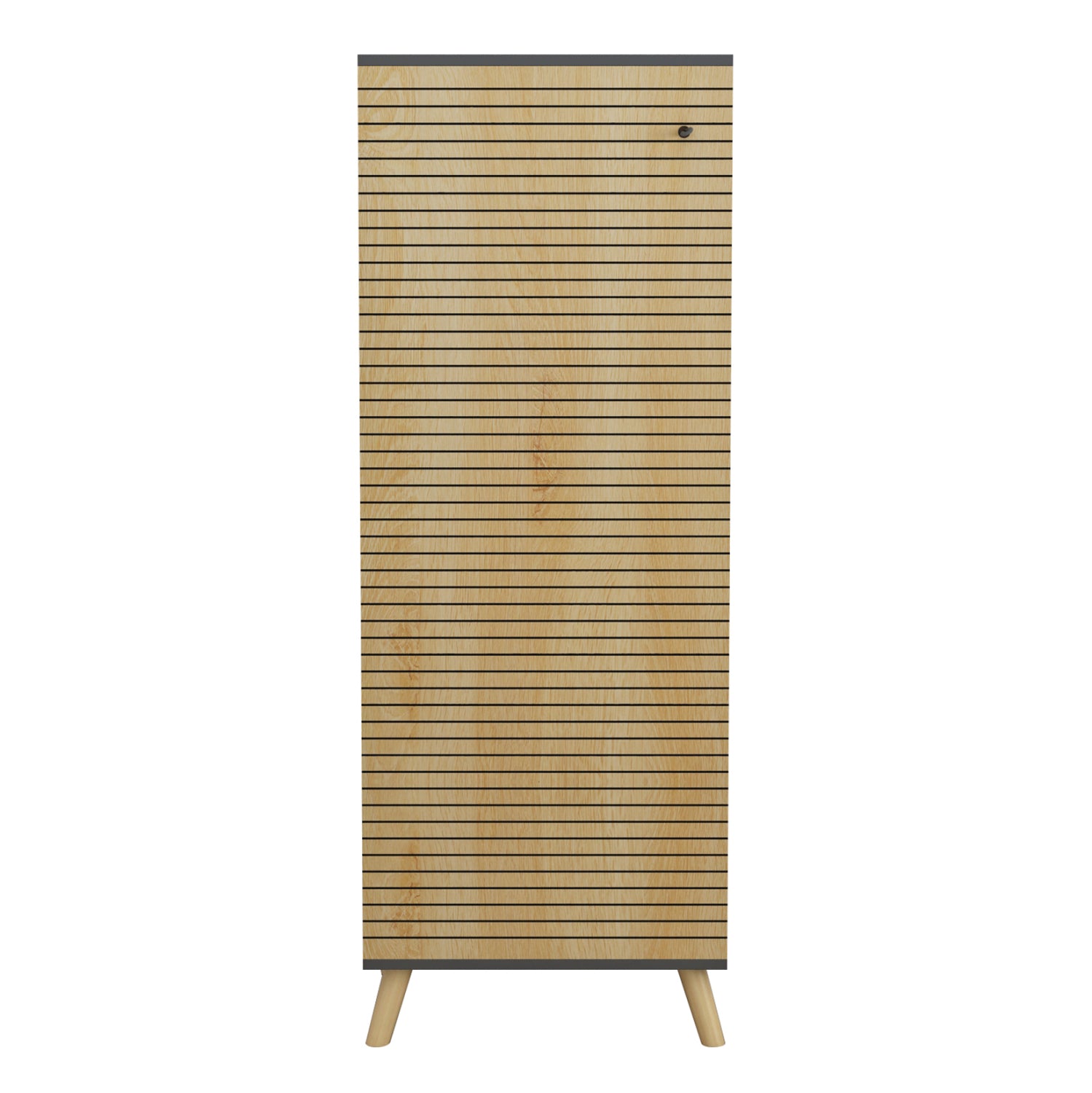 SHOE CABINET ALVARO HM8954.15 MELAMINE IN ANTHRACITE-NATURAL WOOD 50Χ38Χ135Hcm.