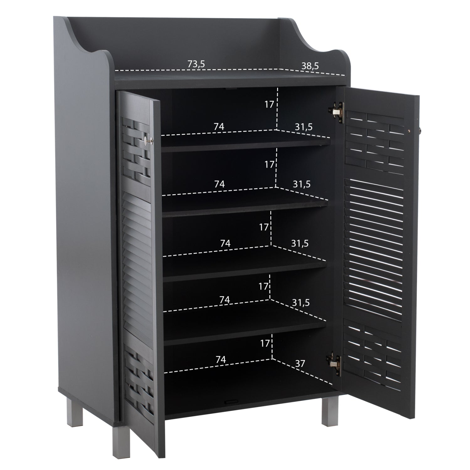 SHOE CABINET KAILENA HM2230.10 MELAMINE IN DARK GREY 77x40x121.5H