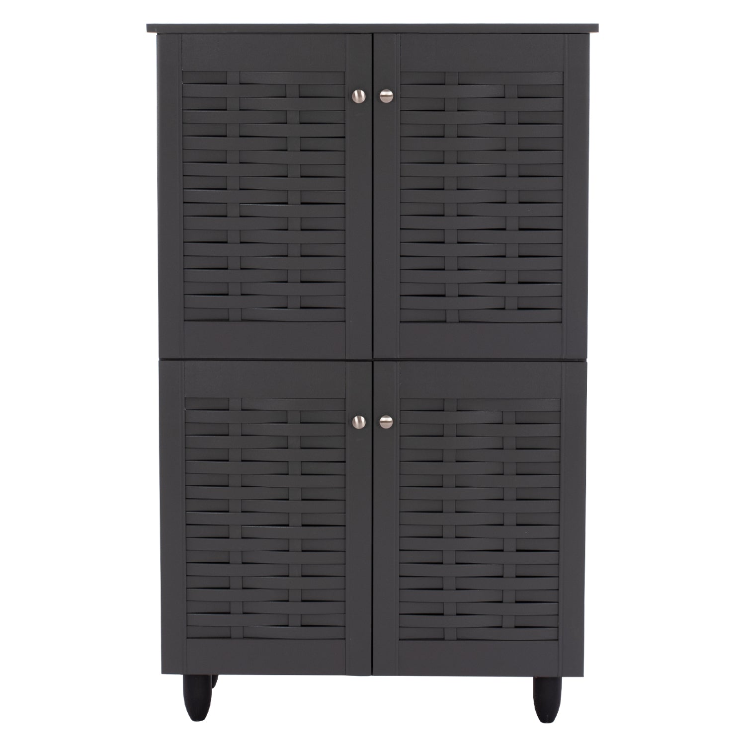 SHOE CABINET KABIRA HM2210.10 4-DOOR MELAMINE IN DARK GREY COLOR 77x34x123Hcm.