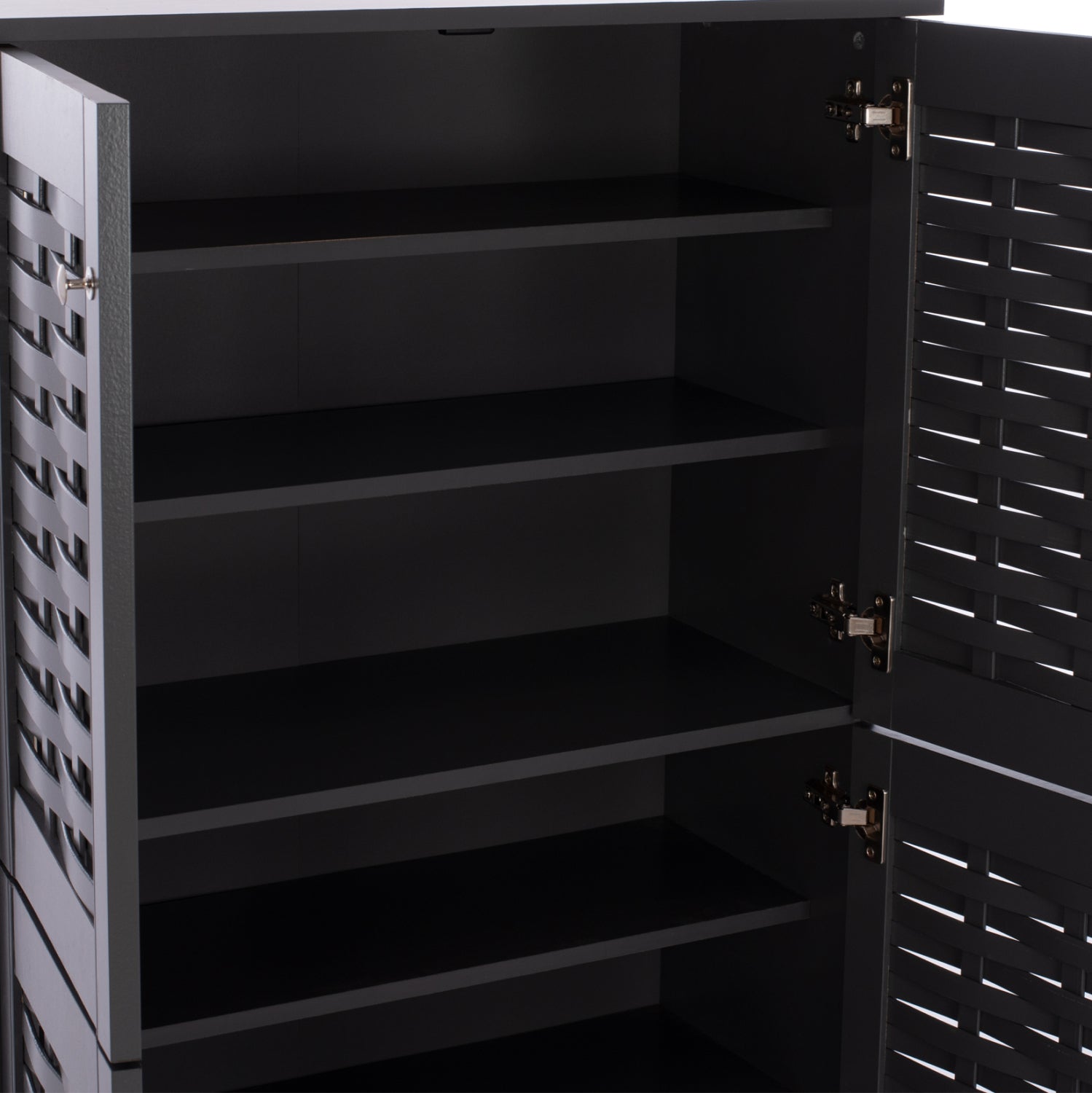 SHOE CABINET KABIRA HM2210.10 4-DOOR MELAMINE IN DARK GREY COLOR 77x34x123Hcm.
