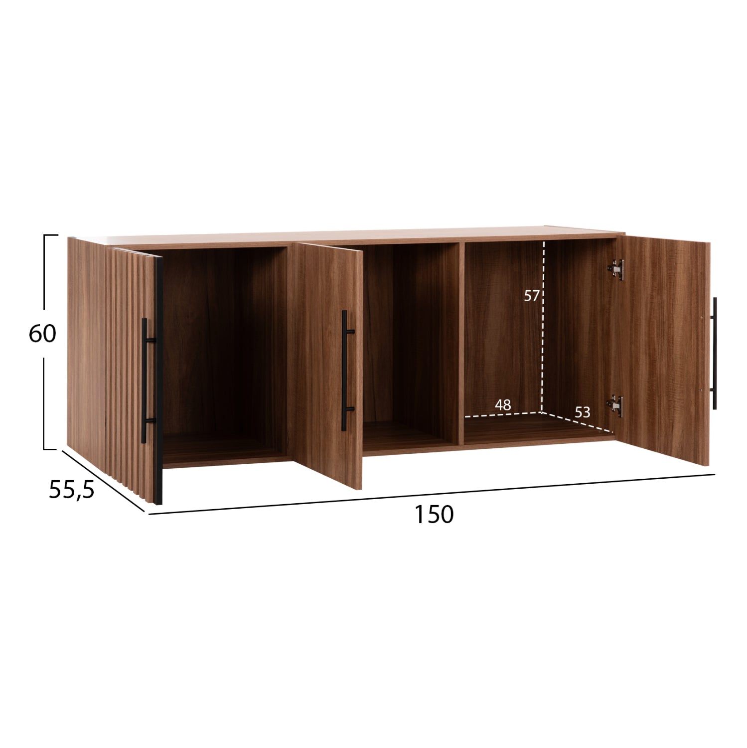 WARDROBE 3-LEAF LOFT HARRY HM18391.01 MELAMINE IN NATURAL WOOD & BLACK 150x55.5x60Hcm.