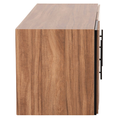 WARDROBE 3-LEAF LOFT HARRY HM18391.01 MELAMINE IN NATURAL WOOD & BLACK 150x55.5x60Hcm.