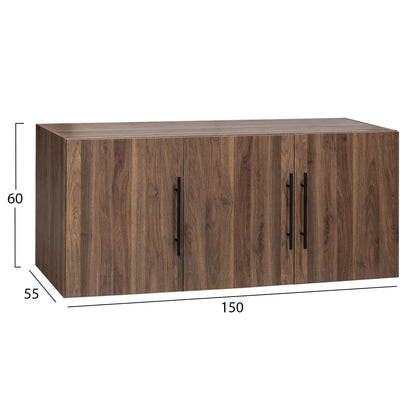 WARDROBE 3-LEAF LOFT CARYS HM747.11 MELAMINE IN WALNUT 150x55x60Hcm.