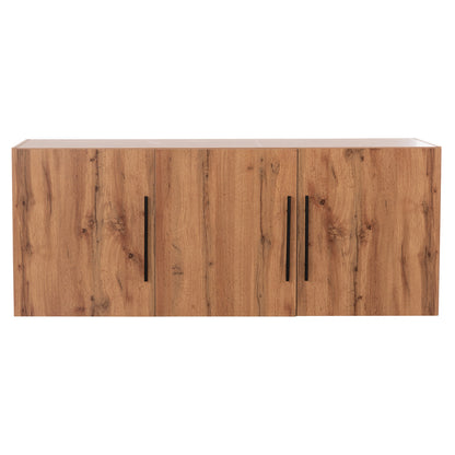 WARDROBE 3-LEAF LOFT CARYS HM747.12 MELAMINE IN NATURAL WOOD COLOR 150x55.5x60Hcm.