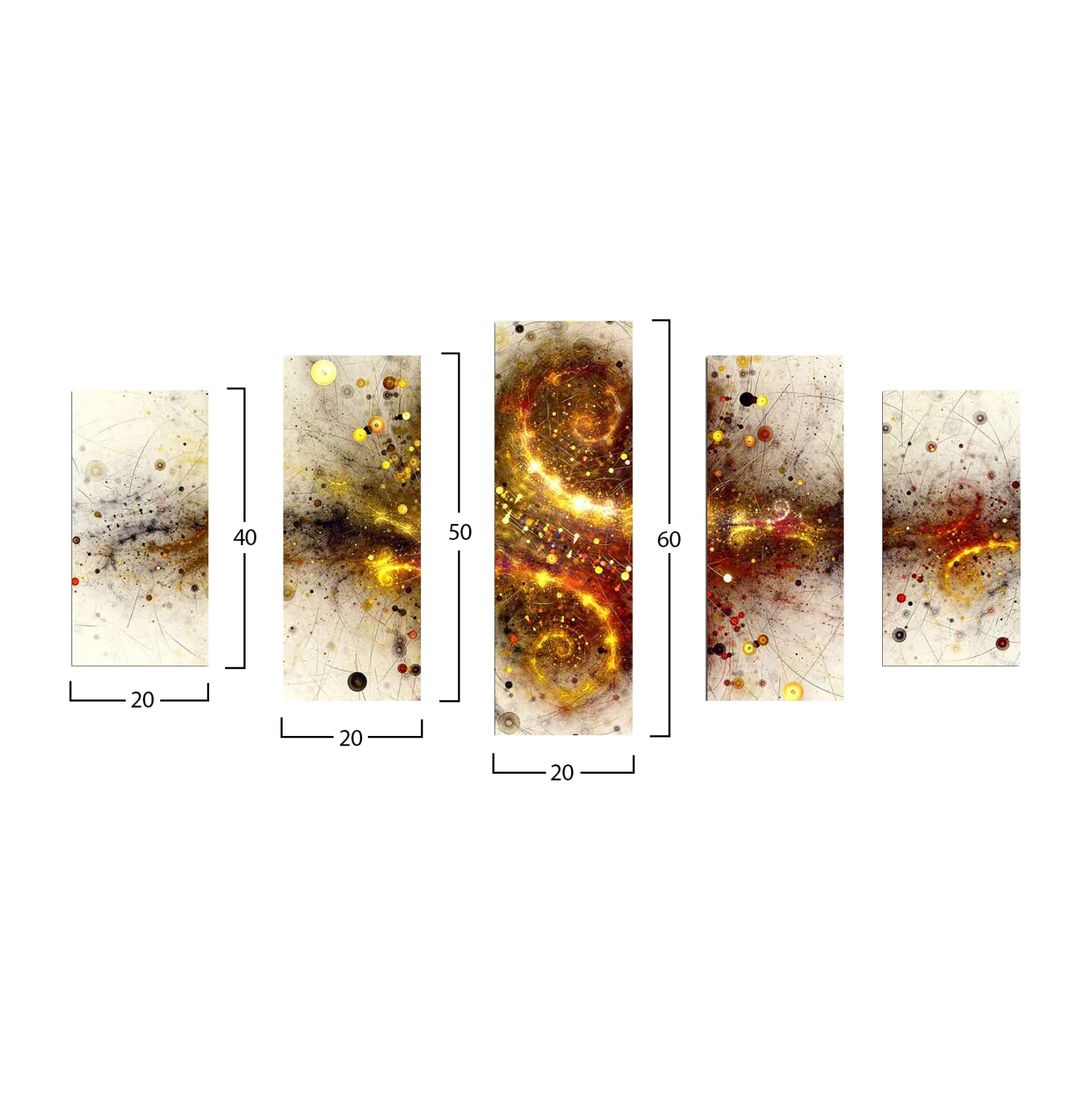 5 PCS MDF PAINTING EXPLOSION HM7206.07 100X60x0,3 cm.