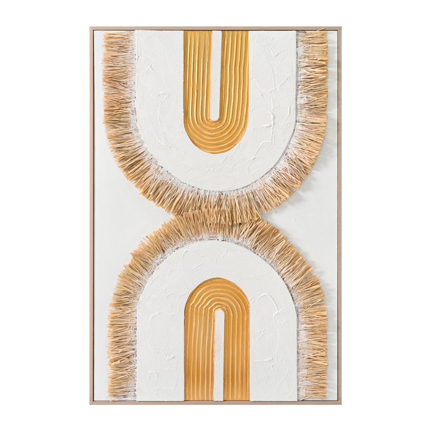 WALL PAINTING 3D HM4537.01 WITH BEIGE PS FRAME-WHITE CANVAS-HANDMADE 80x3,5x120Hcm.