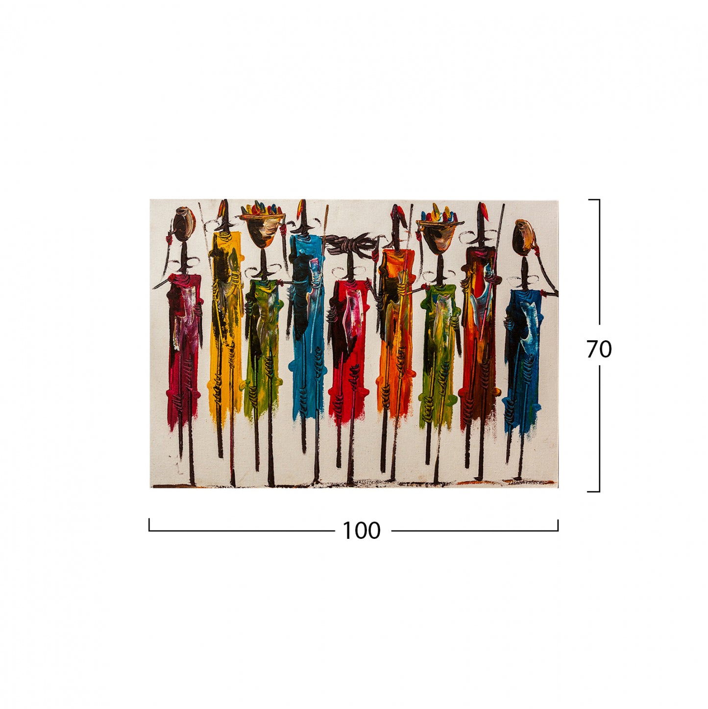 CANVAS PAINTING COLORFUL AFRICAN ART HM7197.02 100X3X70 cm.