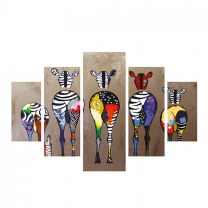 5 PCS MDF PAINTING COLORFUL ZEBRAS 82Χ56x3 HM7207.03