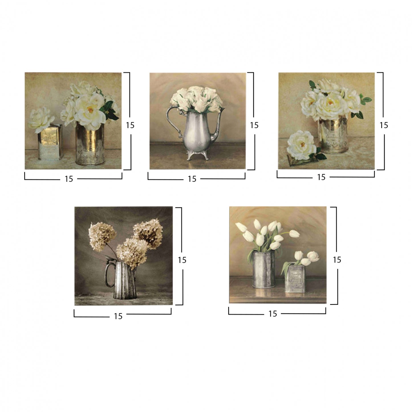 CANVAS FIVE PIECES MDF ROMANTIC FLOWERS HM7205.02 75X0,3X15 cm