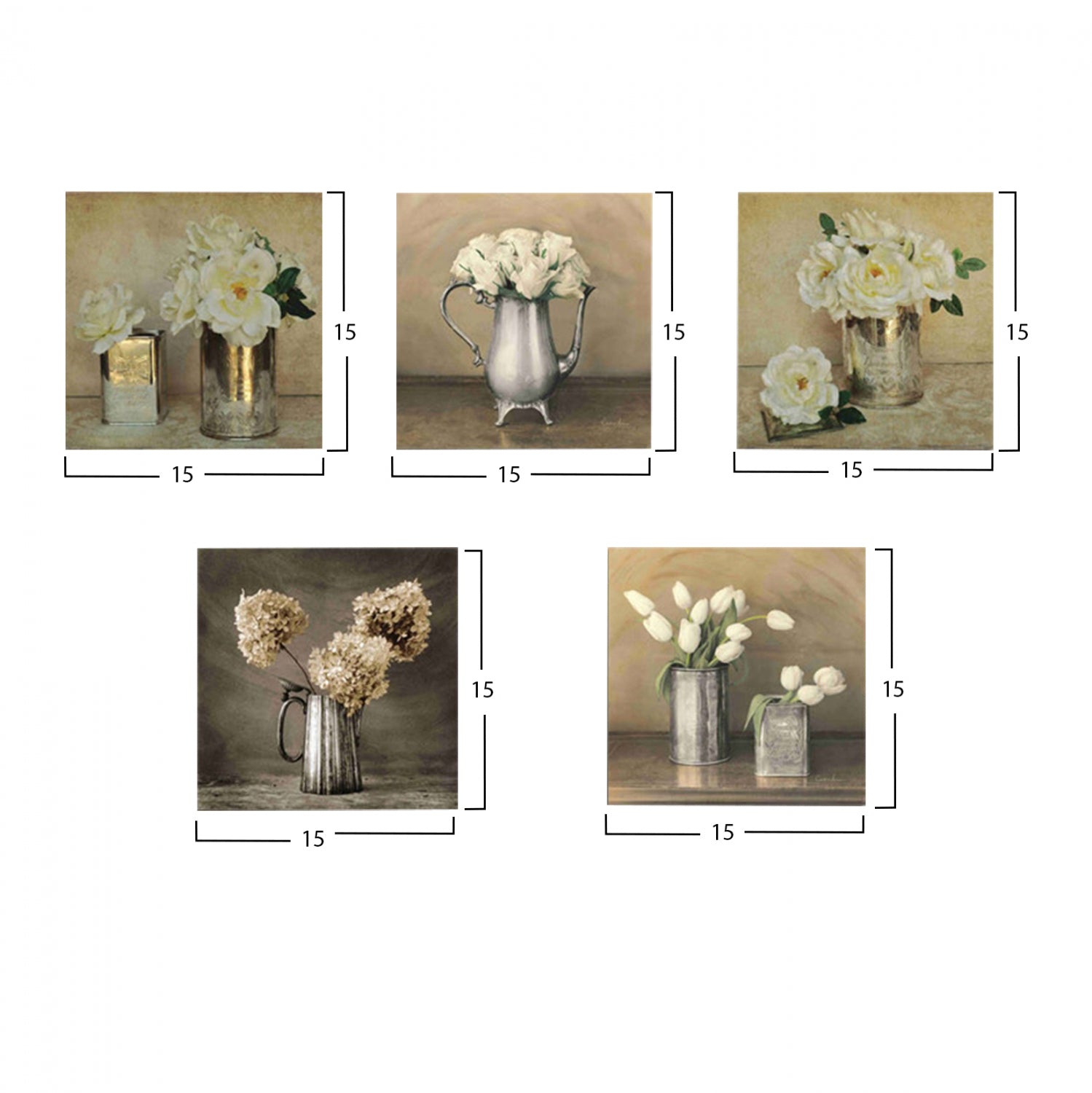 CANVAS FIVE PIECES MDF ROMANTIC FLOWERS HM7205.02 75X0,3X15 cm
