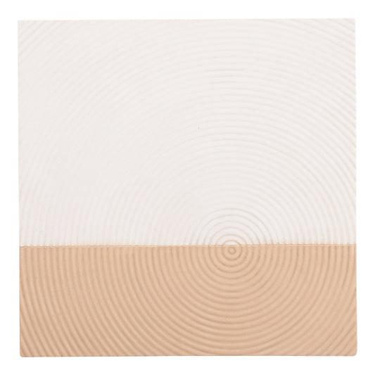 WALL DECOR PANEL SQUARE SERIES SANTORINI HM4519 MDF IN OFF-WHITE-BROWN COLOR 80x4(thickness)x80Hcm.
