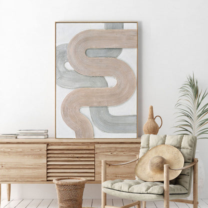 WALL PAINTING 3D SHON HM4557 WITH BEIGE PS FRAME-HANDMADE CURVE SHAPES 72x5x102Hcm.