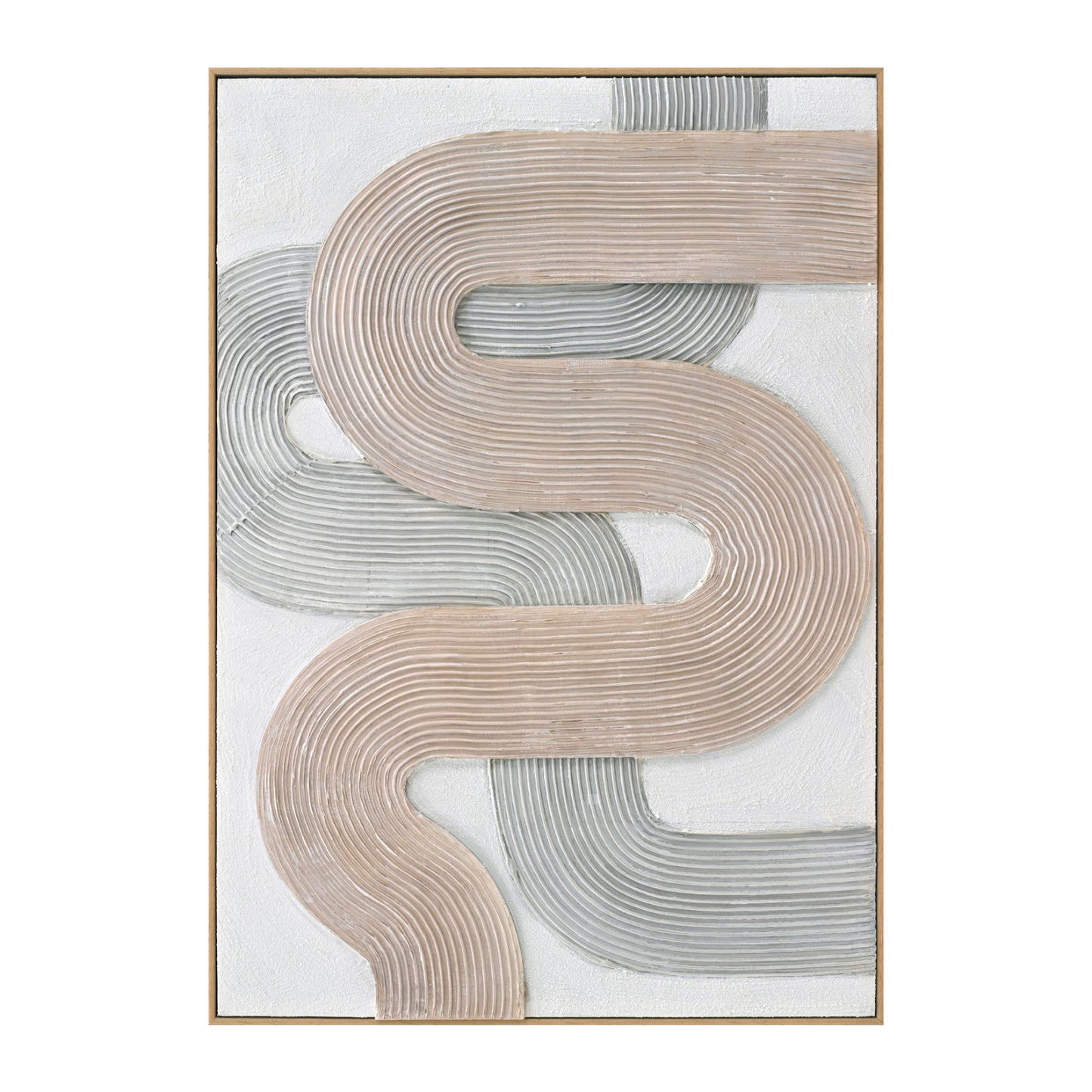 WALL PAINTING 3D SHON HM4557 WITH BEIGE PS FRAME-HANDMADE CURVE SHAPES 72x5x102Hcm.