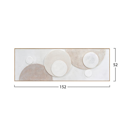 WALL PAINTING 3D SWIRL HM4573 WITH BEIGE PS FRAME-HANDMADE ROUND SHAPES 152x5x52Hcm.