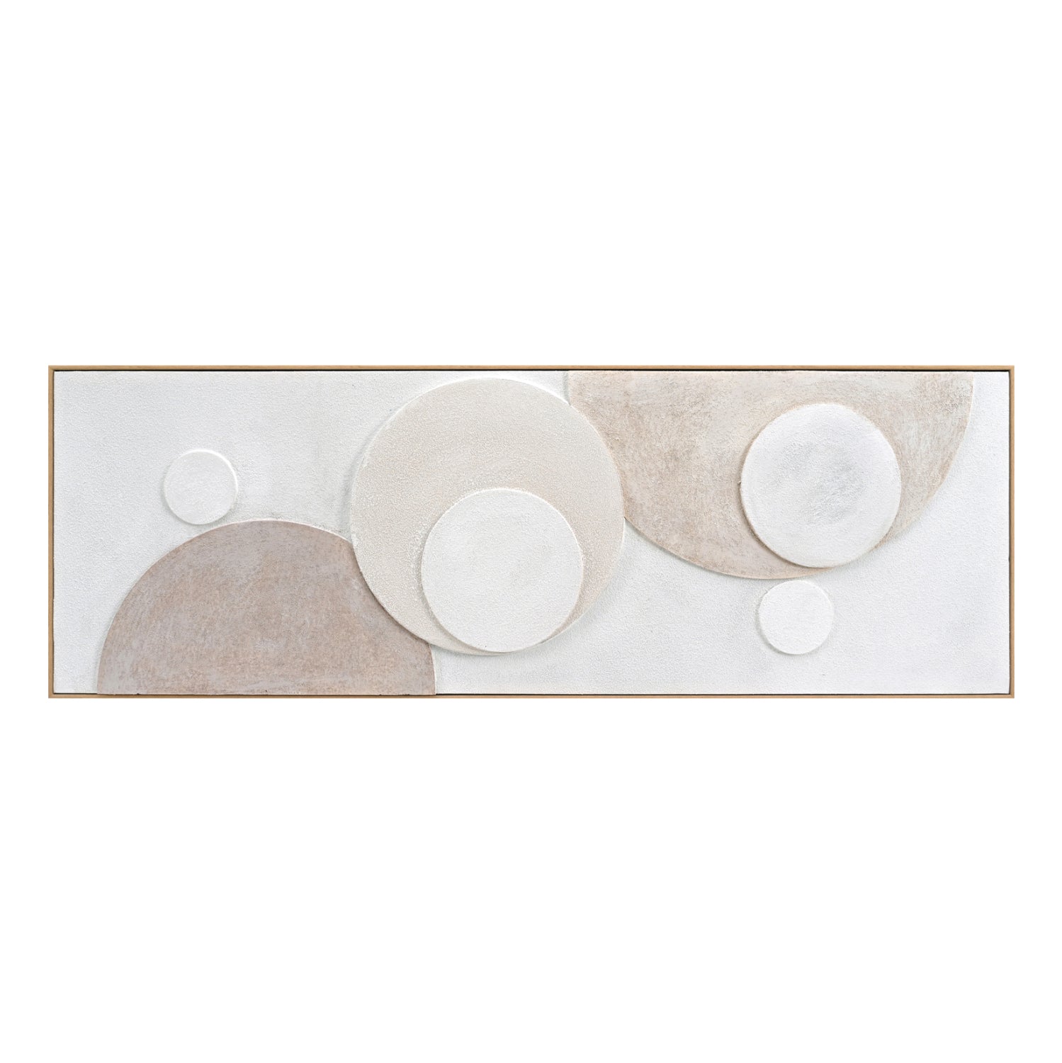 WALL PAINTING 3D SWIRL HM4573 WITH BEIGE PS FRAME-HANDMADE ROUND SHAPES 152x5x52Hcm.