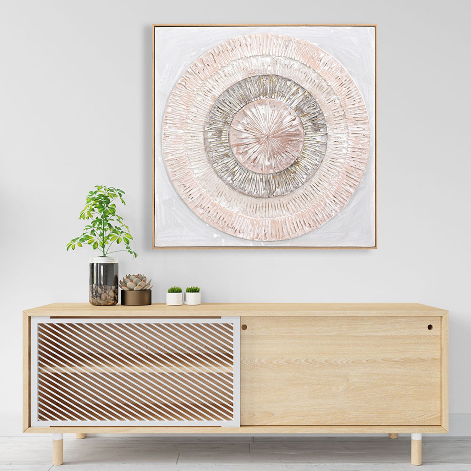 WALL PAINTING 3D HM4578 WITH BEIGE PS FRAME-HANDMADE CIRCLES 82x4,5Χ82Hcm.