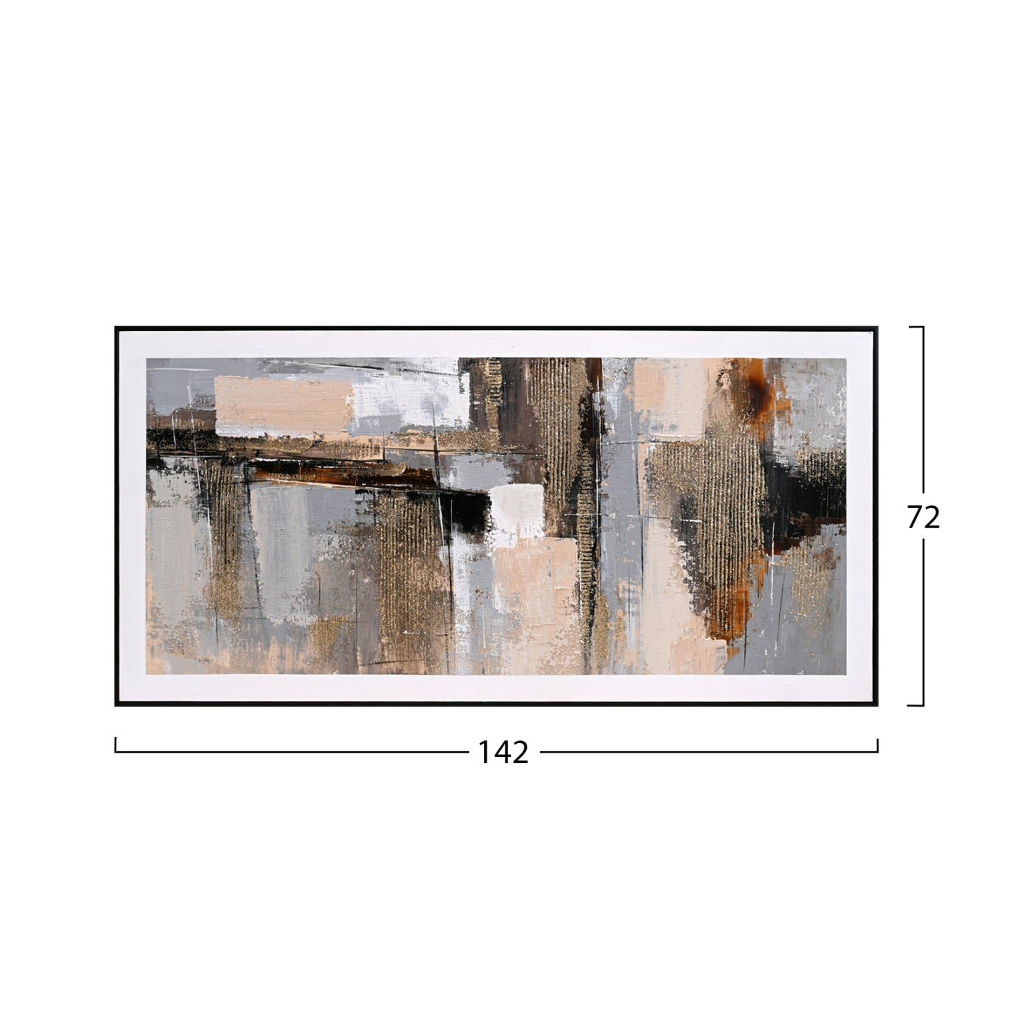 WALL PAINTING SEDIMENT HM4551 BLACK PS FRAME-CANVAS 142x4.5x72Hcm.